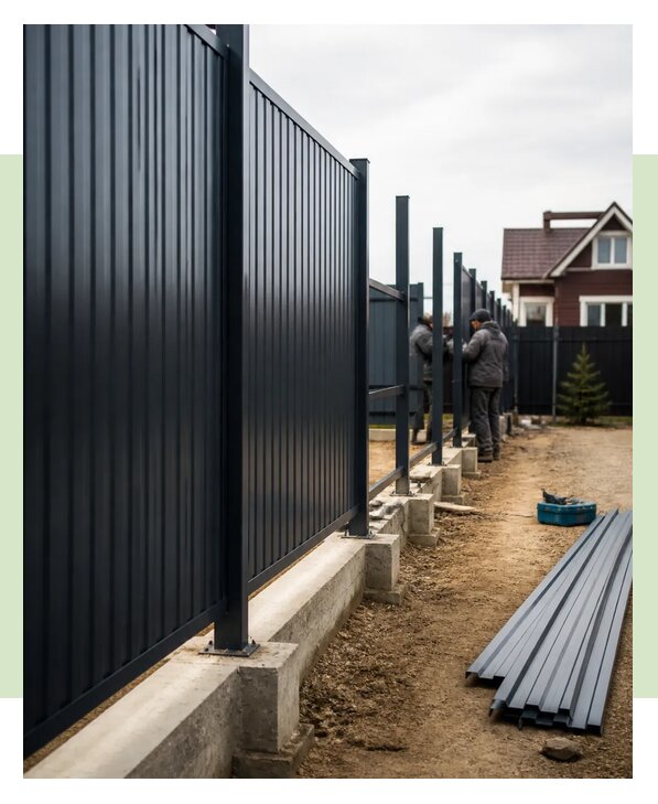 Металлический забор под ключ с установкой и монтажом в Юрге